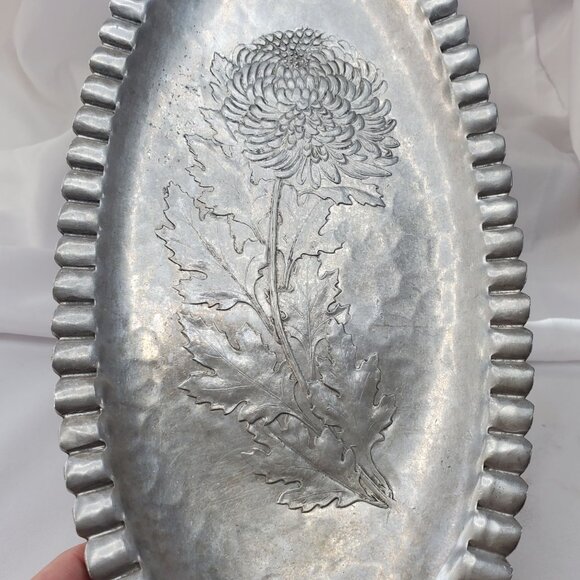 VTG Continental Trade Mark Silverlock Hammered Tray Oval 12" Hand Wrought #1066 - Picture 2 of 13